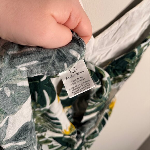 For Love &‎ Lemons Women's Large Dress White Green Tropical Leaf Tie Back Mini - Picture 6 of 7